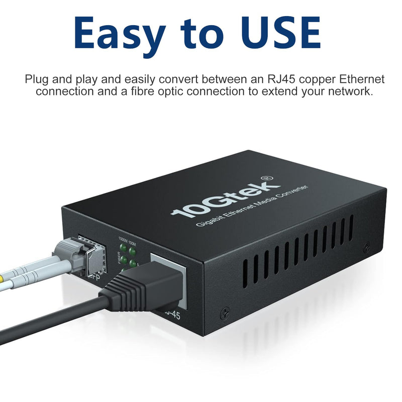 Gigabit Ethernet Media Converter, Multi-Mode Dual LC Fiber to Ethernet Converter with a 1000Base-SX Module, 1.25G Fiber to RJ45, 10/100/1000Base-Tx to 1000Base-SX, 850nm, MMF, up to 550m (1804ft) 1G MMF, 550m