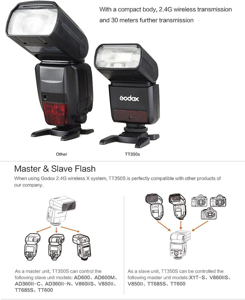 Godox Thinklite TTL TT350S Mini Camera Flash High Speed 1/8000s GN36 for Sony Mirrorless DSLR Camera A77II A6000 A6500 RX10 Series