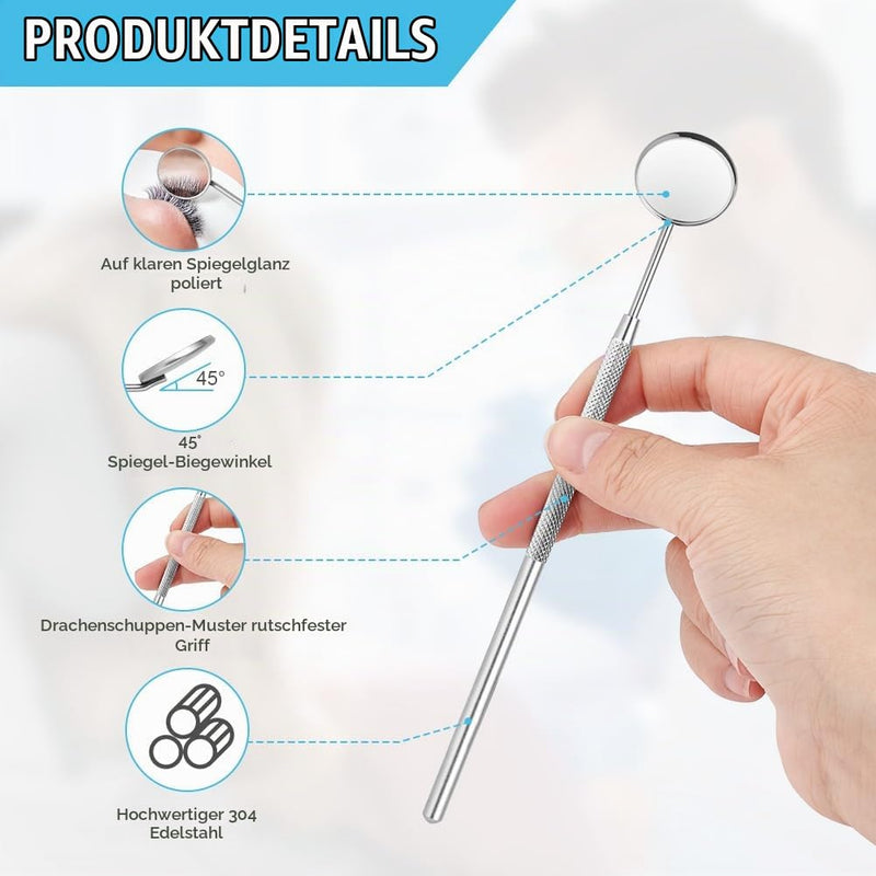 AOOWU Pack of 2 Dental Mouth Mirrors, Mouth Tooth Mirror, Inspection Mirror, Dental Care Set, Stainless Steel Mouth Mirror, Dental Care Mirror, Easy Viewing for Dentists and Eyelash Extensions