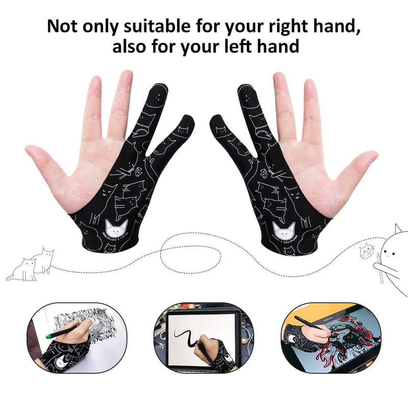 XPPen Digital Drawing Glove Two-Finger Artist Glove for Drawing Tablet Cute Cat Print Drawing Glove Suitable for Right and Left Hand Cat Print Glove