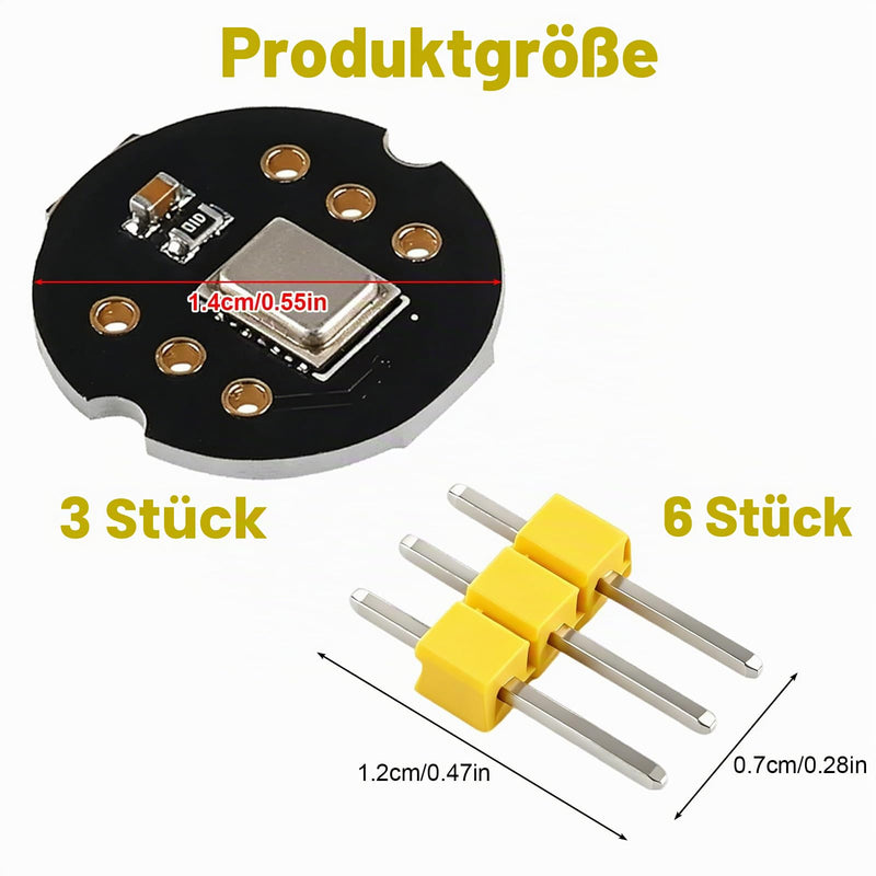 Pack of 3 Omnidirectional Microphone Module for INMP441 24 Bit I2S MEMS Interface Digital Output Microphone Compatible with ESP32 Arduino Microphone Module Precise Audio Recording for Voice Projects | 3 Stück Digitales Ausgang Mikrofon,Kompatibel für E...