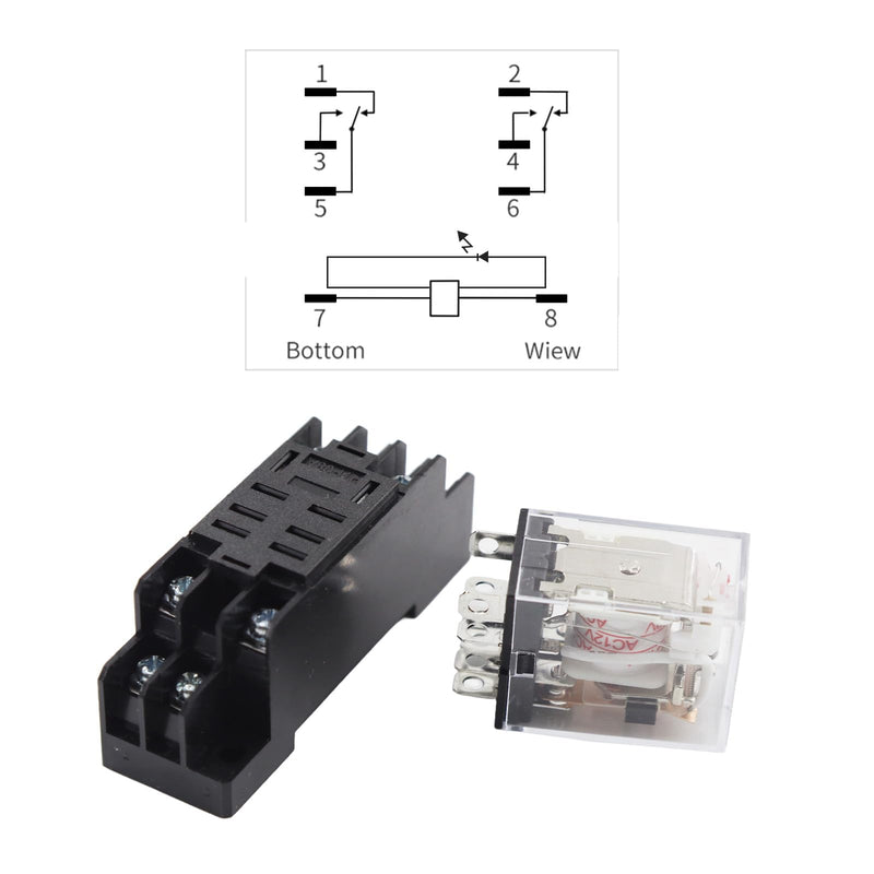 12V AC/DC Control Relay LY2NJ DPDT 8 Pins HH62P JQX-13F with Socket - High Quality and Reliable [C048]