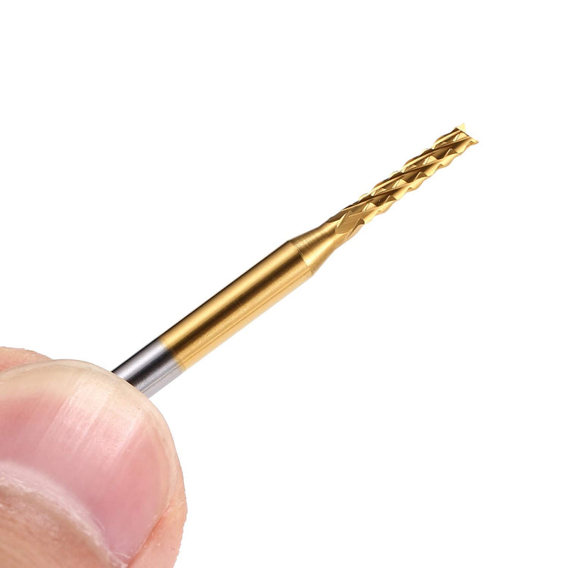 10Pcs 1/8'' Shank 2.0mm Titanium Coat Carbide End Mill Engraving Bits CNC Rotary Burrs Tool for PCB Mould Plastic Fiber Carbon Fiber Hardwood