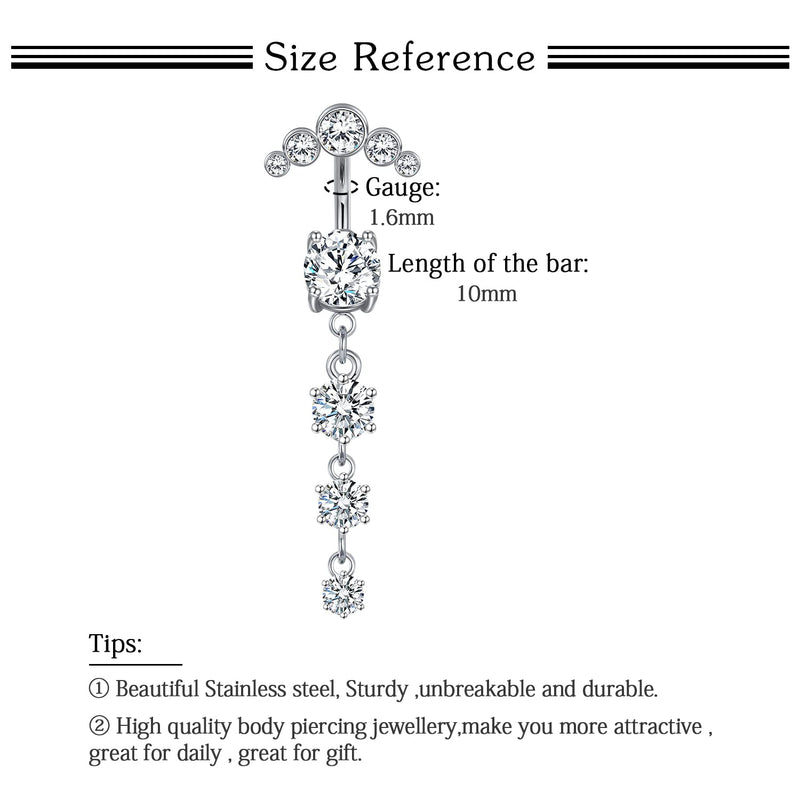 LAURITAMI Belly Button Piercing 6 mm 10 mm 14G Bar Surgical Steel Belly Bar Belly Button Piercing 5 Pieces