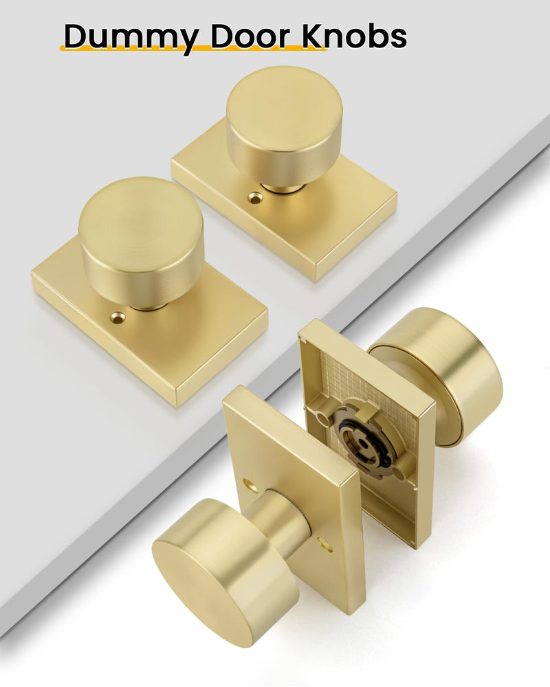 Goldenwarm Gold Dummy Door Knob, Zinc-Alloy Brushed Gold Heavy Duty Single-Sided Door Locks (1 Pack) 1