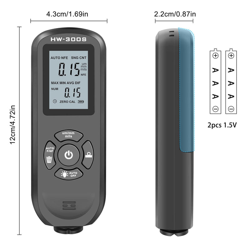 Coating Thickness Gauge Digital Display 3 Units Paint Thickness Gauge Automotive Paint Gauge (Black)