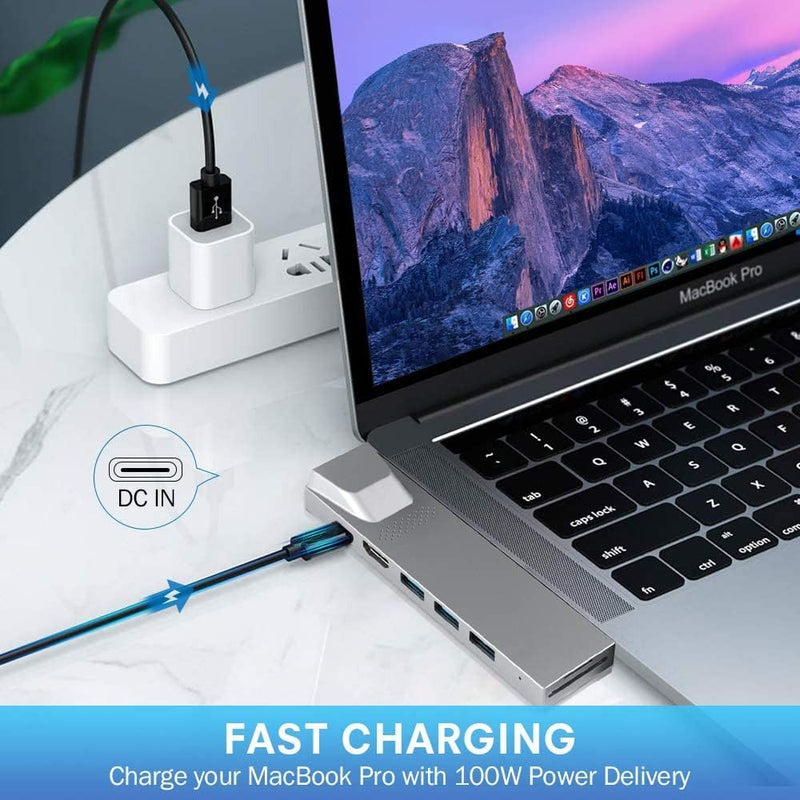 USB C Hub for MacBook, 8-in-1 Docking Station Adapter with 4K HDMI, Gigabit Ethernet, 3 USB 3.0 Ports, 100W PD, SD/MicroSD Card Reader, Thunderbolt 3, USB-C Ports, Compatibility with MacBook Pro/Air