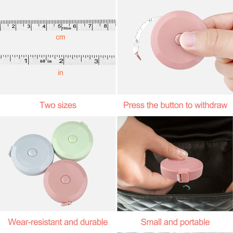 Firschoie 6 pieces tape measure body, tailor's tape measure, 150 cm / 60 inch tape measure body, practical retractable tape measure, flexible tape measure for measuring length, chest/waist, counting