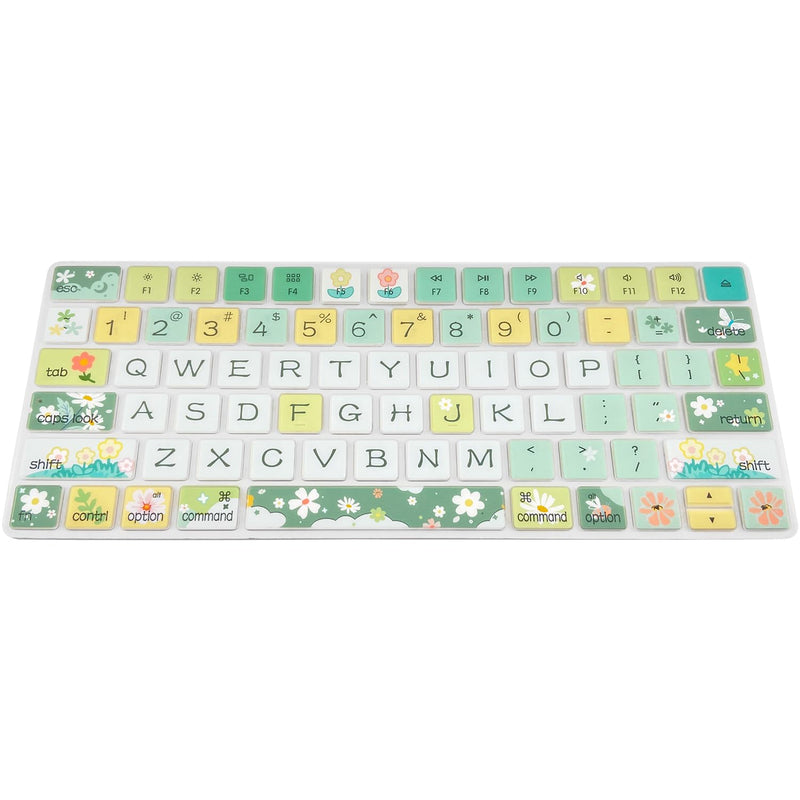 Keyboard Cover Skin for Apple iMac Wireless Magic Keyboard 2nd Gen (Model: A1644 MLA22LL/A) Without Numeric Keypad, Cute Silicone Skin Protector, Spring Flowers
