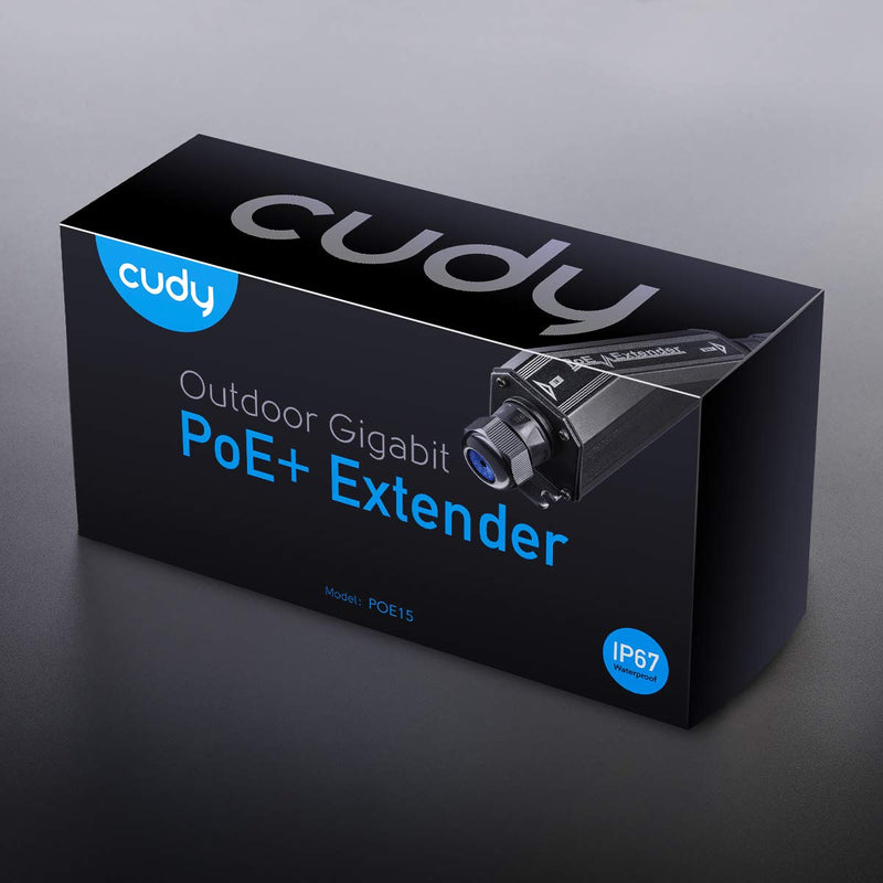 Cudy POE15 Gigabit Outdoor Waterproof IP67 PoE Extender, 10/100/1000Mbps, Repeater, Amplifier, BOE, Wall Mount, IEEE 802.3at/802.3af