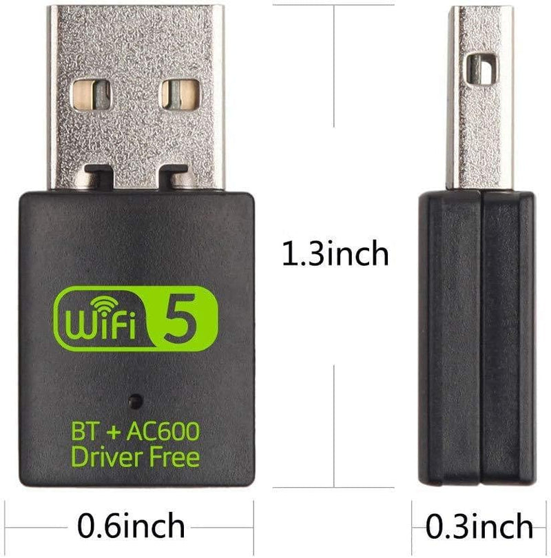 Bluetooth Dongle, WLAN USB Stick 600Mbps USB WiFi Bluetooth Adapter PC Dual Band 2.4GHz/5GHz Wireless Wi-Fi Network Card