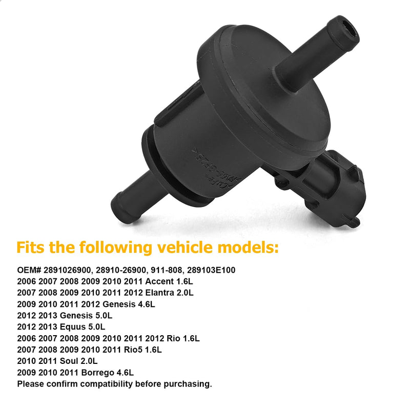 Car Vapor Canister Purge Valve Solenoid, Automotive Vapor Canister Emission Purge Valves Solenoid with OEM Replacement 2891026900, 28910-26900, 911-808, Universal for Vehicles SUVs