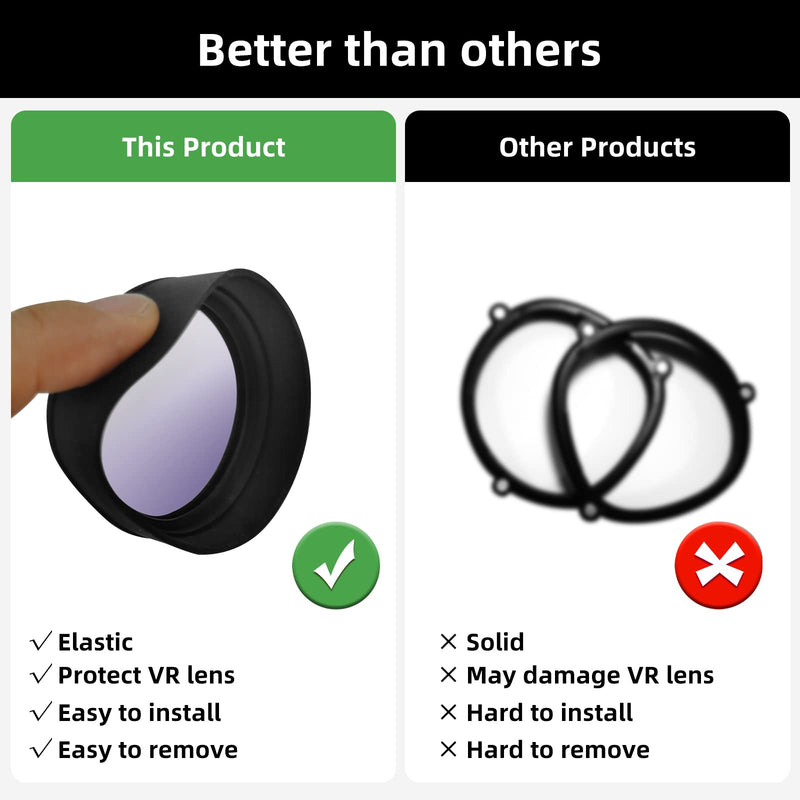 Merryhome(1 Pack) VR Lens Protector, Blue Light Glasses, for Quest 3S/ Quest 2 Accessory, Not for Quest 3, Lens Replacement, Anti-Glare, Dust, Easy to Install-Black Black