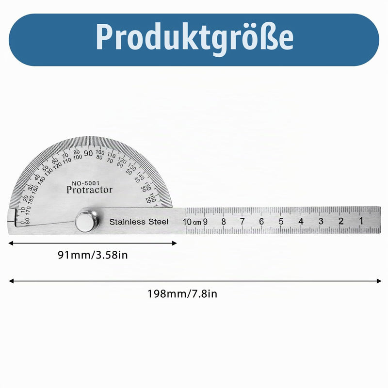 Protractor Metal 0-180° Stainless Steel Angle Gauge Universal Protractor with Metal Locking Screw Adjustable with Scale for Schools Carpenters Painting Drawing Pen