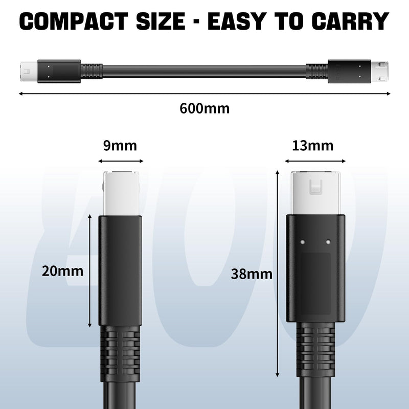 FireWire 800 IEEE 1394b 9pin to 9pin Cable, FireWire 800 (M/M) Male to Male Cord, Triple-Shielded 2FT, 9-9 Cord for PC, Digital Cameras MacBook Pro, Mac Mini, Audio Device
