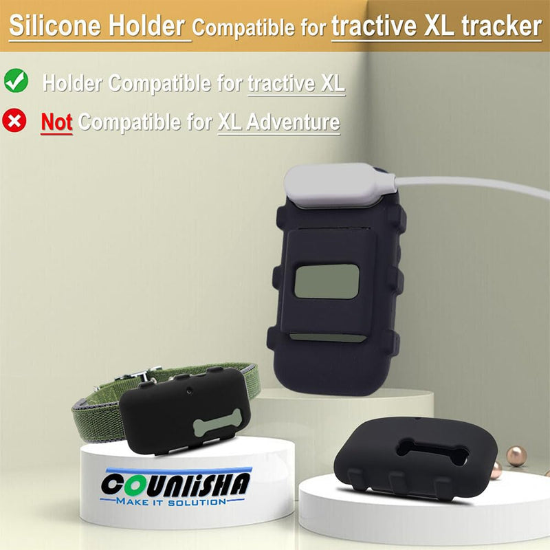 Silicone holder compatible for Tractive XL GPS Dog Tracker,Rubber Accessories Cover Finder Anti-Scratch,Secure Sturdy Case with Strap for Pet Cat Collar (Black) black
