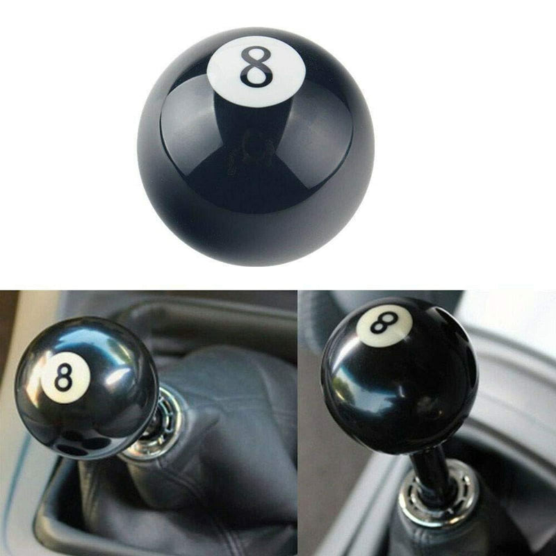 RYANSTAR Shift Knob Black 8 Ball Billiard Acrylic Gear Shift Lever Shift Knob Black Shaped Round Manual with 3 Adapters Universal Fit Compatible with Manual Car M 81.25, M 101.25, M 101.5, M 121.25 Number 8