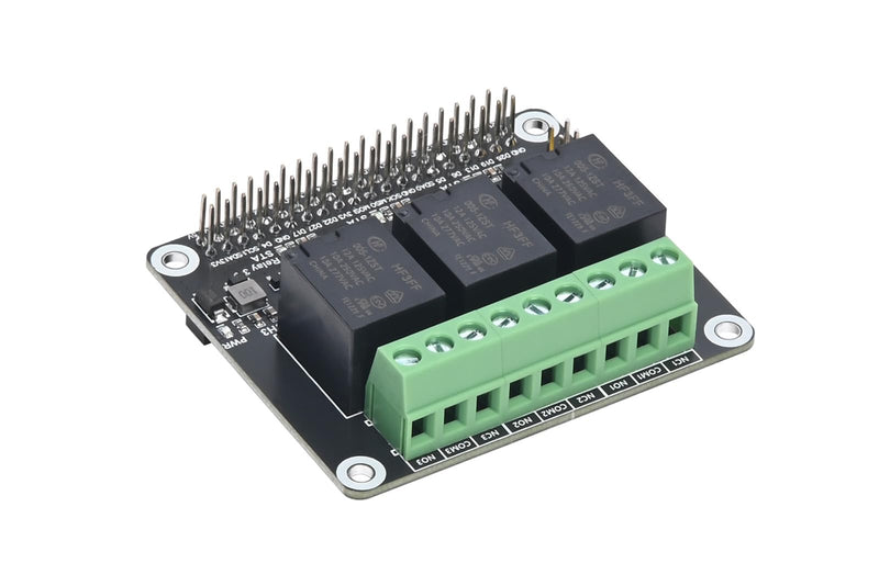 3-Channel Relay HAT Expansion Board Compatible with Raspberry Pi 5/4B/3B+/3B/2B/Zero, Optocoupler Isolation Relay Module for Home Automation, IoT, Fits Arduino Projects