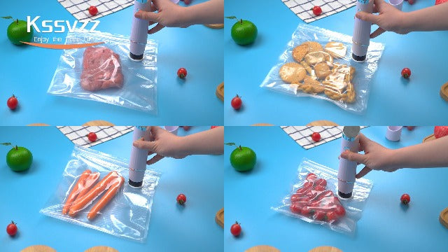 Kssvzz Handheld Food Vacuum Sealer Machine with 10 Reusable Vac Seal Bags Vacuum Bag Sealer Kit (10 Bags)