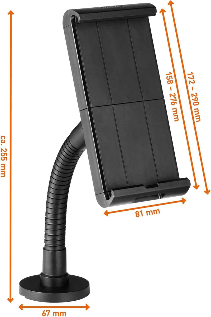 Durable Tablet Holder - Anti Theft Lockable & Rotatable 360 Degrees - Pro Holder for 7-13" iPad, Samsung, Lenovo & More - Secure Wall or Table Mount - Black