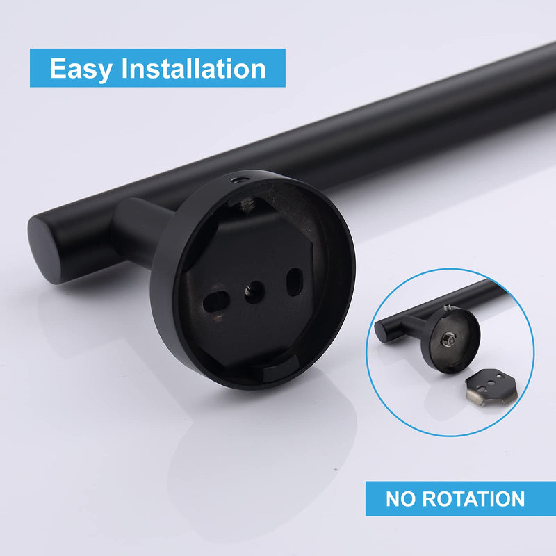 TASTOS 23.6 Inch Bath Towel Bar Matte Black, Premium SUS304 Stainless Steel Round Style Bathroom Heavy Duty Holder, Kitchen Rod, Wall Mount With Screws Rack