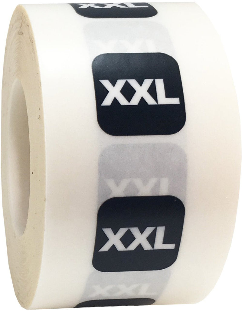 XS-XXL Clothing Size Strip Labels for Retail Apparel 1.25 x 5 Inch 1 Roll Per Size 125 Adhesive Stickers Per Roll 750 Adhesive Stickers Bulk Pack