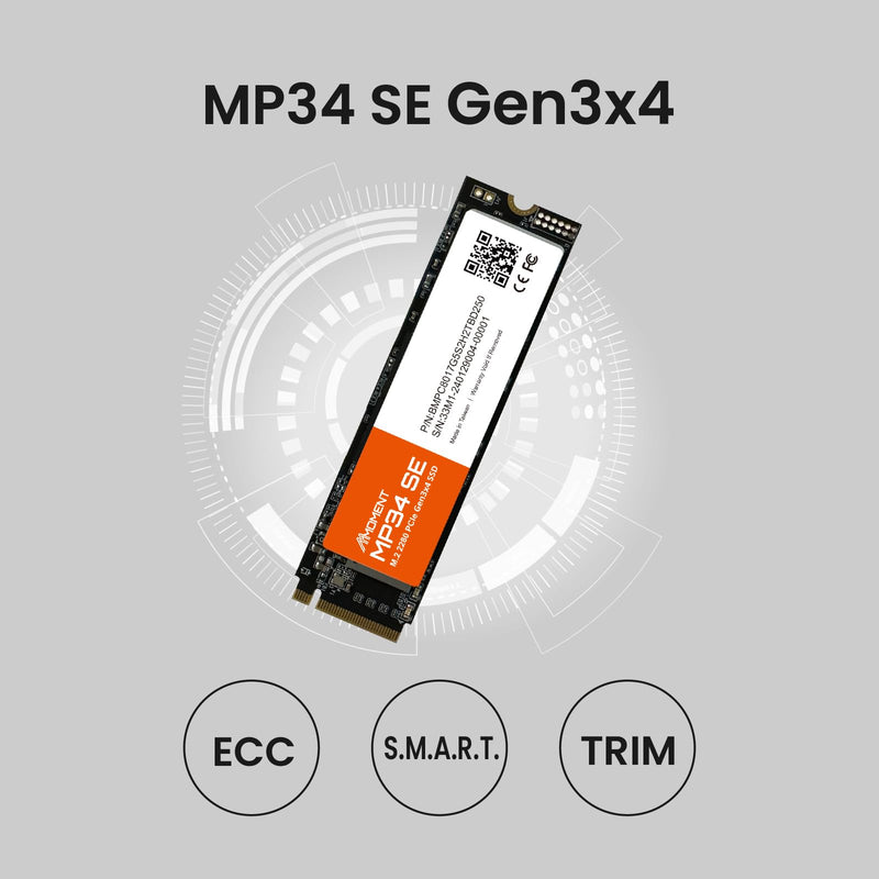 MMOMENT MP34 SE 512GB PCIe Gen3 NVMe M.2 2280 Internal Solid State Drive, Gen3.0X4 Read Speed Up to 2100MB/s for Latop and PC
