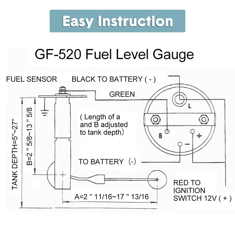 2" Universal Fuel Gauge Kit, E-1/2-F Pointer Fuel Level Gauge Meter Kit with LED Backlight, DC 12V Fuel Tank Meter for Ships Car Truck Vehicle Automotive (Red Pointer) Red Pointer