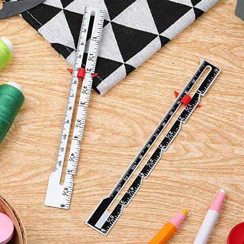 Pack of 2 Sewing Gauge, Metal Sliding Gauge, Sewing Measuring Tool, Quilting Gauge, Ruler for Knitting, Crafts, Sewing, Hemming, Measuring, Beginners