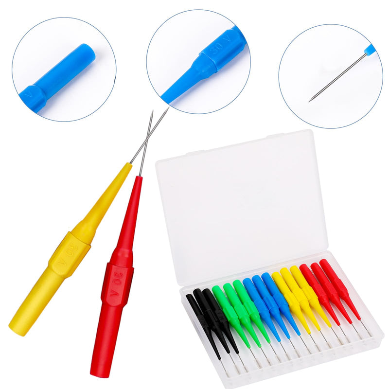 Pack of 15 Multimeter Insulated Piercing Needle Test Probes Measuring Tips for Multimeter 0.7 mm Probe Test Probe Tips with 4 mm Socket for Professional Measurement Industry Removable Probe Insulation Piercing