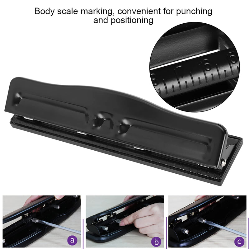 Adjustable 4 Hole Punch, Manual Paper Punch for 10 Sheets, Portable Universal Punching Machine, 11.4 x 2.6 x 2.2in