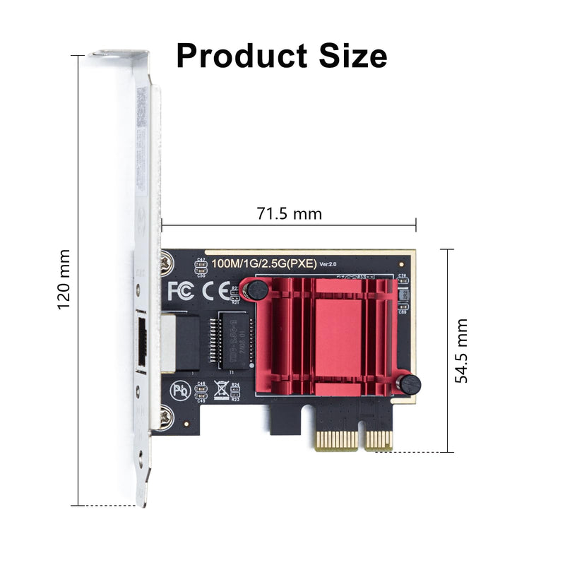 H!Fiber 2.5Gbase-T PCIe NIC with Realtek RTL8125 Chip, 2.5Gb Network Card, 2500/1000/100 Mbps,Single RJ45 Port, PCIe X1, Ethernet Card for Windows/Windows Server/Linux 2.5G RTL8125 1 RJ45