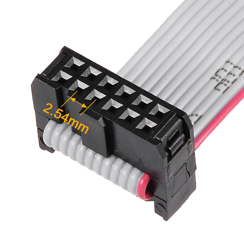 uxcell IDC 12 Pins Connector Flat Ribbon Cable Female Connector Length 30cm 2.54mm Pitch,5pcs