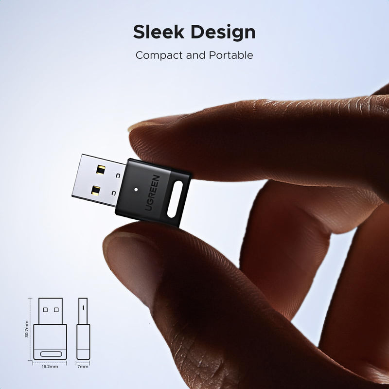 UGREEN USB Bluetooth Adapter for PC Bluetooth 5.4 Dongle Receiver EDR & BLE, Plug & Play Supports Windows 11/10/8.1, for Desktop, Laptop, Headphone,Keyboard,Mouse, Speakers,Printer