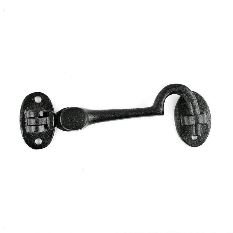 Renovators Supply Manufacturing Door Latch Lock 4.5 in. Black Wrought Iron Swivel Style Hook and Eye Latch for Door with Mounting Hardware Pack of 2 4.5-inch Swivel Hook