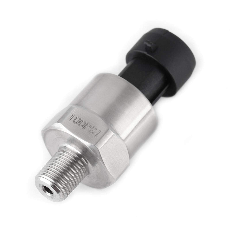 Pressure Transmitter, 1/8" NPT Thread Stainless Steel Pressure Sensor for Oil Fuel Air Water(100PSI) 100PSI