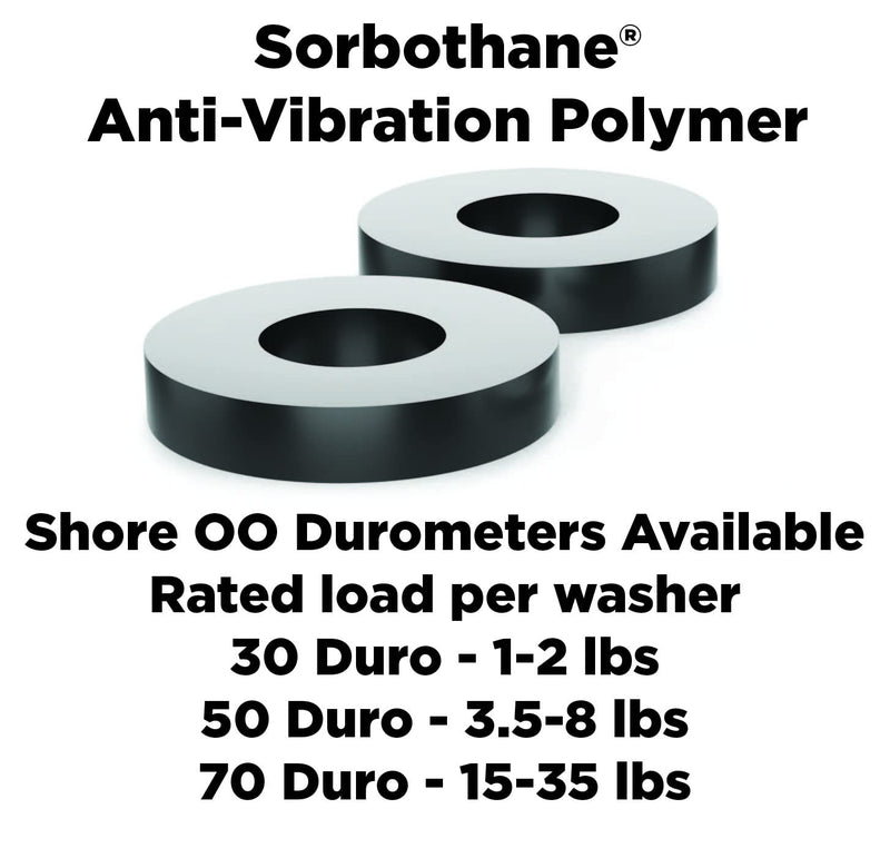 Isolate It!: Sorbothane Vibration Isolation Washer 50 Duro (.45" ID - 1" OD - .19" Deep) - 12 Pack