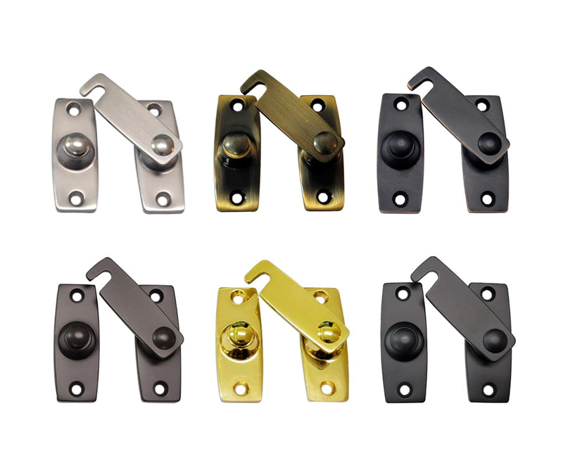 QCAA 2.5" x 2.65", Large, Heavy Forged Solid Brass Door Latch, 180 Degrees Flat Surface Mounting Door Latch Buckle for Doors & Windows, Matte Black, 2Pack, Made in Taiwan 2 Pack Matte Black(2 Pack)