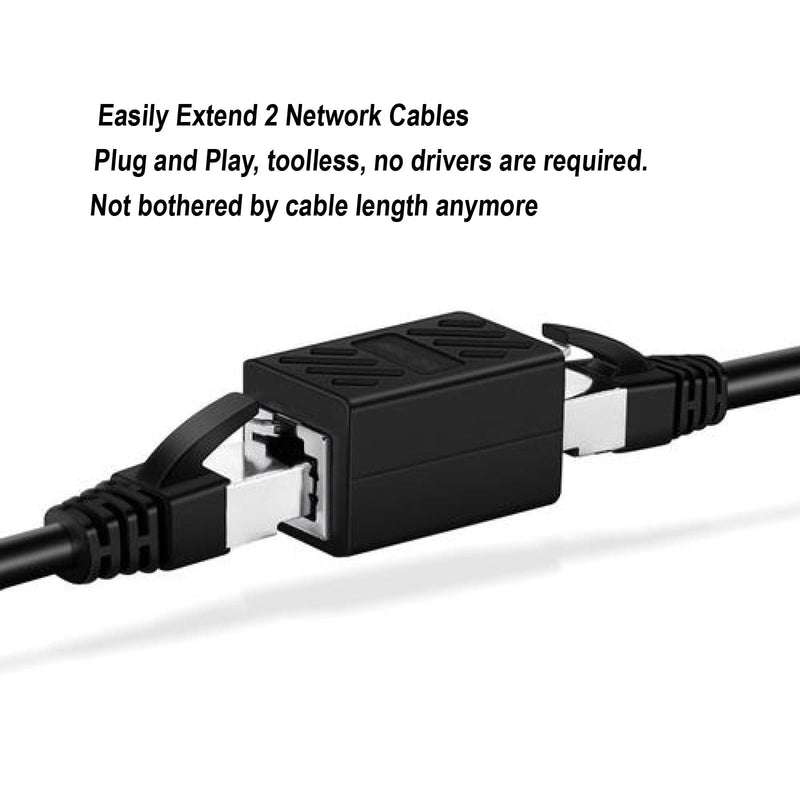 RJ45 Ethernet Coupler, Ethernet Extender Connector Female to Female for Cat7/ Cat6/ Cat5/ Cat5e Network Cable, Plug & Play, 1 Pack