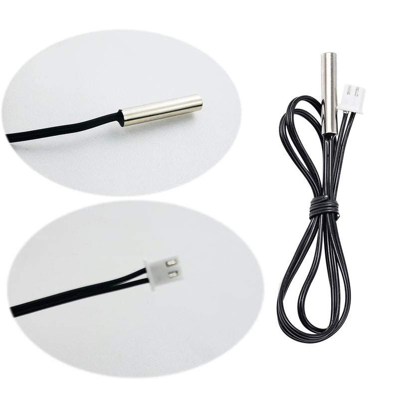 Pack of 8 NTC thermistor 10K ohm temperature sensor probe, Fajoeda stainless steel NTC 10K B3950 1% with 1m cable digital thermal extension cable