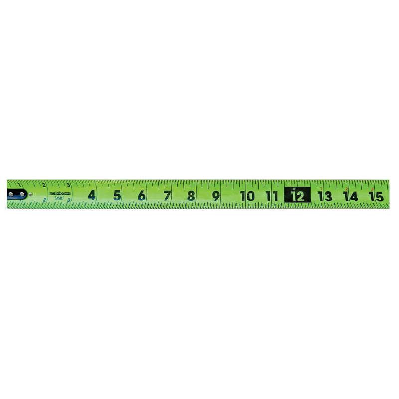 Metabo HPT 25 TruRange Measuring Tape, Green Blade, 115925M | Nylon Coated Steel, Lightweight Design, High Visibility, 17-ft Long Reach, 1/8-in Incremental Fractions 7.6 m