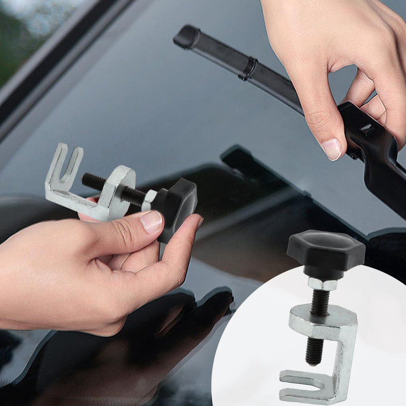 Battery Terminal and Wiper Arm Puller, Universal Adjustable Windshield Wiper Arm Bearing Remover Repair Tool Car Essentials(Black+Silver) black+silver