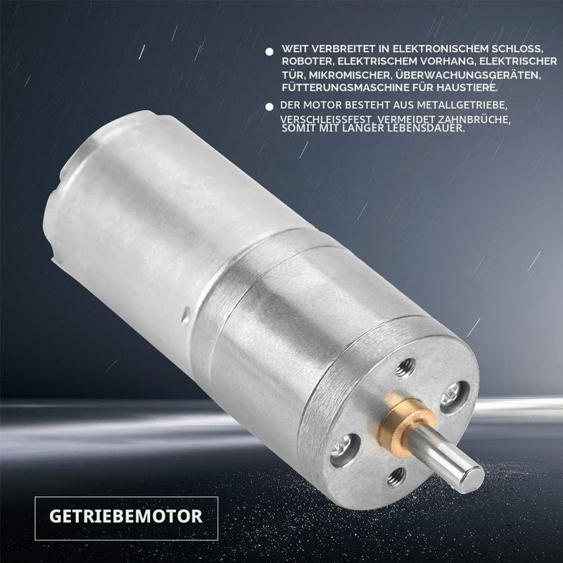DC Gear Motor, 25mm DC 12V 25GA-370 Low Speed Metal Gear Motor for Electronic Lock (12V 200RPM)