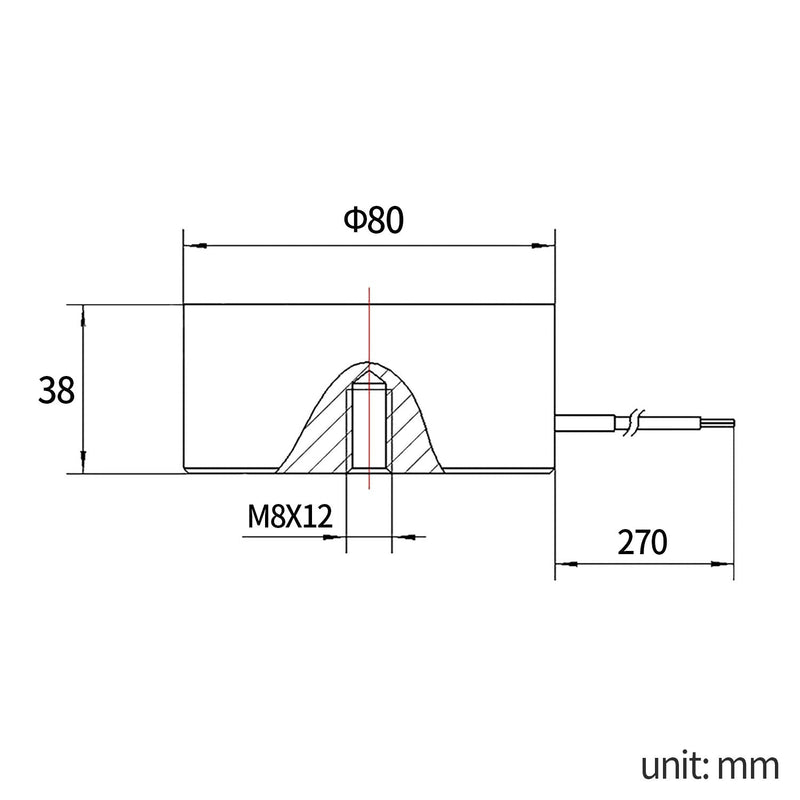 Heschen Electromagnet Solenoid Valve HS-P80/38, OD: 80 mm, DC 12 V, 100 kg/220 lb