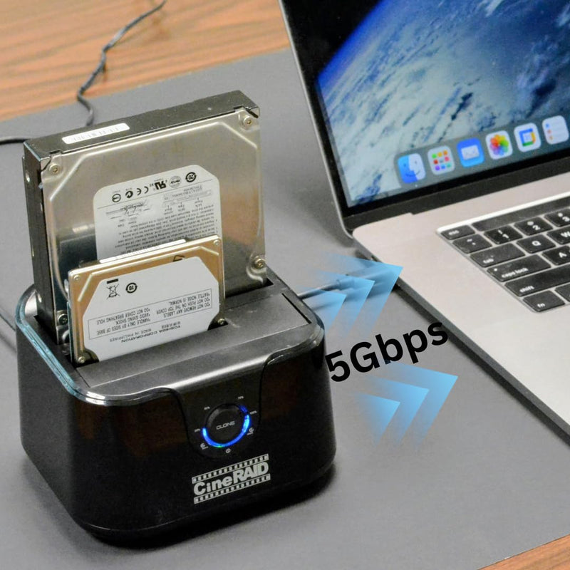 CR-H232 USB 3.2 Gen 1 5Gbps Dual Bay SATA HDD/SSD Docking Station & Duplicator – One-Touch Clone, 2.5"/3.5" SATA I/II/III, Compatible up to 10TB+ Hard Drives, Windows/macOS/Linux Compatible