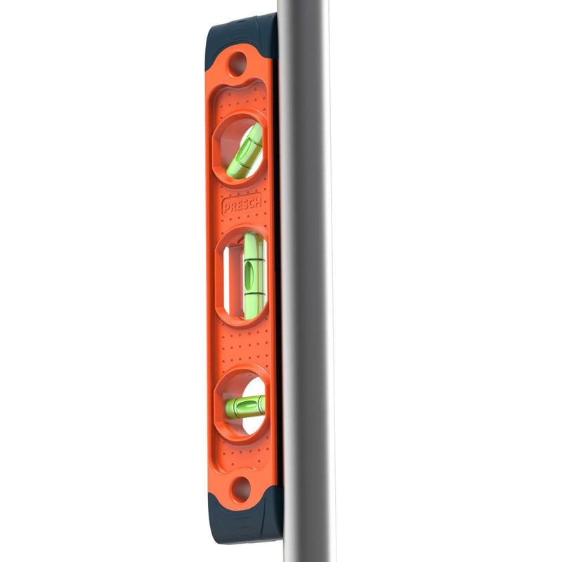 Presch Spirit Level Small Magnetic 230mm - Unbreakable magnetic spirit level with 3 levels for professionals in construction