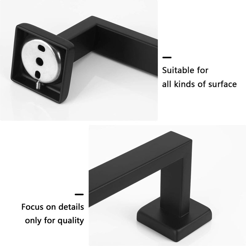 NearMoon Towel Bar, Bath Accessories Premium Thicken Stainless Steel Square Shower Towel Rack for Bathroom, Towel Holder Wall Mounted (1 Pack, Matte Black, 33 Inch) 1 Pack