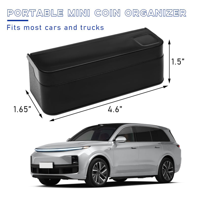 Coin Holder for Car, Portable Mini Change Storage Box Compatible with Coins of Different Sizes, Universal Auto Coin Organizer Money Dispenser, Car Accessories for Truck 1 PCS