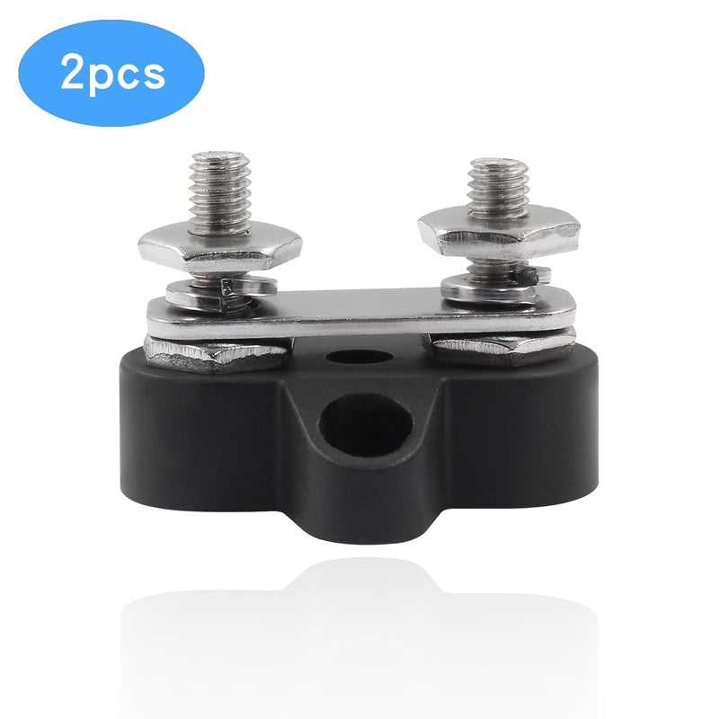 2 Pcs Battery Junction Posts Block 1/4 Inch Power Junction Block M6 Wire Power Distribution Terminal Block 12V Power Stud Battery Junction Block for Auto Car Marine Boat