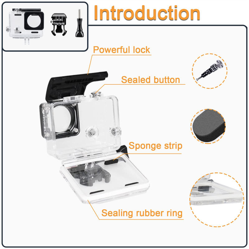 Waterproof Housing Case for GoPro Hero 4 3 Plus, Protective Underwater Dive Shell with Bracket for Go Pro Hero4 3+ Action Camera Accessories Kit